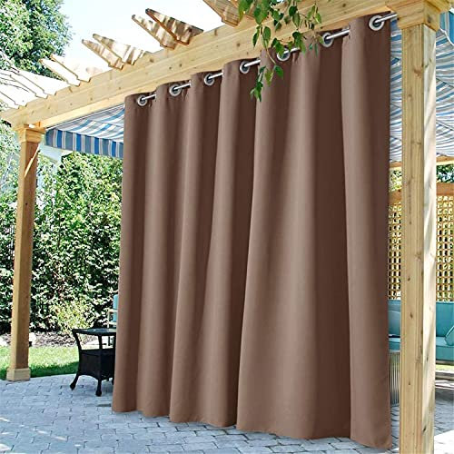 Wasserdichte extrabreite Outdoor-Vorhänge, wärmeisoliert, mit Ösen, Verdunkelungsvorhänge für Pergola/Sonnenraum, 254 x 244 cm, Hellbraun
