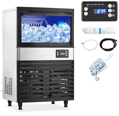 KLYDBMYT Machine à glaçons Commerciale, capacité de Stockage de 30 LB, Acier Inoxydable, pour la Maison, Les Restaurants et Les Bars