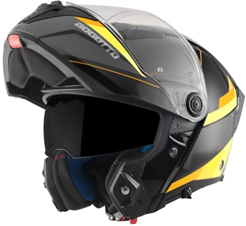 Bogotto FF404 Ezion Casque modulable, Noir/Jaune, S