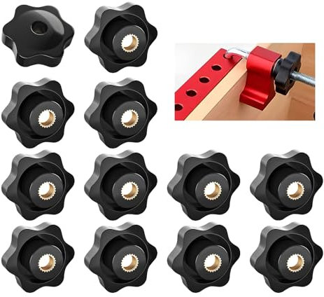 12Pezzi Dado Maniglia a Stella M6, 32 Mm Diametro Esterno Dadi Con Manico, Dadi Di Serraggio Plastica Zigrinato Manopole Attraverso Il Foro Rame Core Per Macchine, Mobili, Apparecchiature Elettroniche