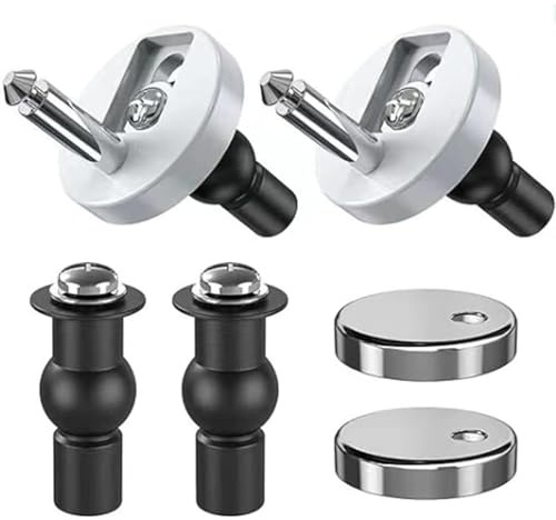 2PCS Toilet Seat Hinges Fixings - Universal Toilet Seat Fittings - Quick Release Design for Blind Holes - Extra Screws Nuts Bolts Included - Fits Most Lids (Silver)