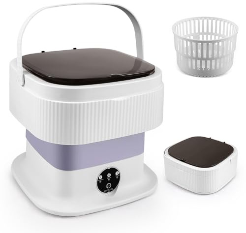 HIUYRFS Mini machine à laver 11 l avec panier essoreur, petite machine à laver de camping, machine à laver de voyage, mobile