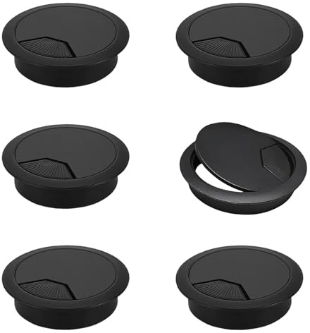 6 Pcs 80mm Round Desk Cable Grommets and Wire Hole Cover Set | For Computer Cable Management, Office Worktops and Home Desks