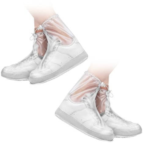 2 Paia di Copriscarpe Pioggia con Cerniera, Sovrascarpe Impermeabili con Cordino Regolabile, Copriscarpe Impermeabili In PVC Trasparente, Antiscivolo Sovrascarpe da Pioggia Riutilizzabile (S, 35–36)