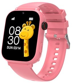 Smartwatch Kinder mit GPS und Telefon, 4G Kinderuhr mit Videoanruf Voice Chat, 2x Uhrarmband‌, SOS, Schulmodus, Schrittzähler, Wecker, Uhr Kinder Smartwatch für Mädchen Jungen Geschenke, Rosa
