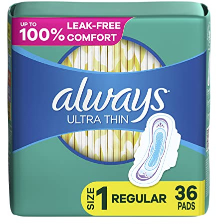 Always Ultra Thin Damenbinden für Frauen, Größe 1, Regular Saugfähigkeit, mit Flügeln, ohne Duft, 36 Graf