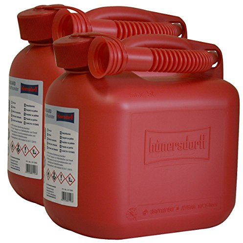 2er Set: 2x Benzinkanister 5 Liter in Rot mit UN-Zulassung Made in Germany