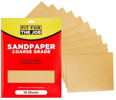 Fit For The Job 10 große Blätter im A4-Format, grobes Schleifpapier zum Schleifen von Holz, Möbeln, Metall, Putz für Heimwerkerarbeiten, Dekorieren und mehr, 230mm x 280mm