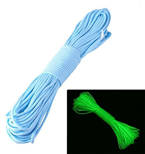 9 Strand 550 Luminous Glow in The Dark Paracord Parachute Cord 100 FT, Blau