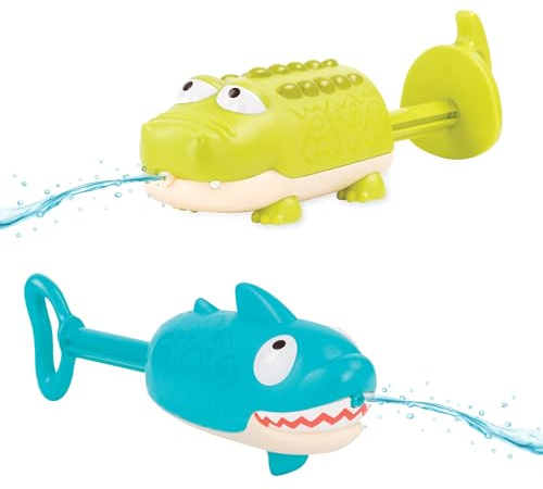 B. toys Splishin' Splash, gicleurs d’Eau en Forme d’Animaux | Comprend 2 pièces au total : un requin et un crocodile à remplir puis à presser; jeux d’eau en extérieur; 18 mois et +