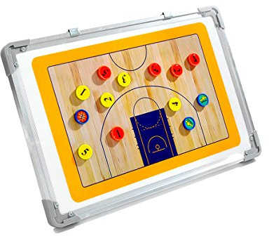 Wrzbest Double-Sided Basketball Coaching Board: Portable Tactics Dry Erase Board w/Adhesive Markers - Half & Full Court Play Diagramming