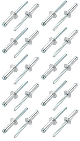 sourcing map 20Stk.Aluminum/Stahl Offenes Ende Blind Nieten 6mm x 20mm
