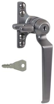 STEEL WINDOW FITTINGS B195 Key Locking Window Handle - RH Satin Chrome