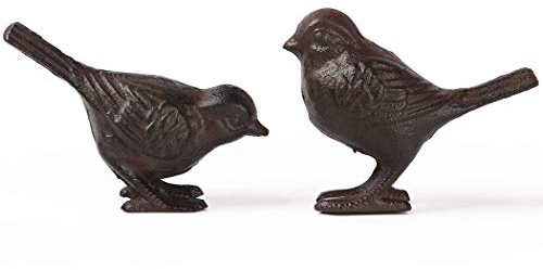 BRASSTAR 2 Pack Rustic Cast Iron Bird Statues, Indoor Outdoor Ornament | Farmhouse Garden Lawn Home Decor, Collectible Figurines Gift, Replica Rust Color