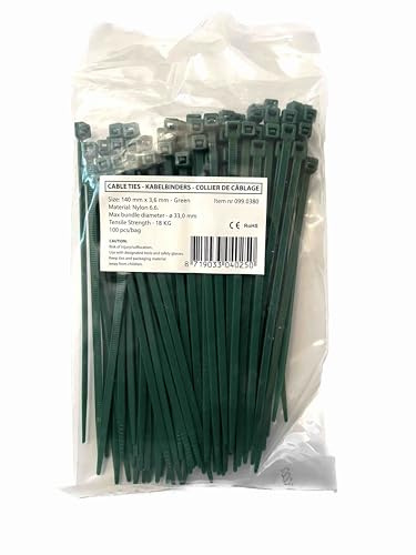 100 Stück Kabelbinder Grün 3,6 x 140 mm