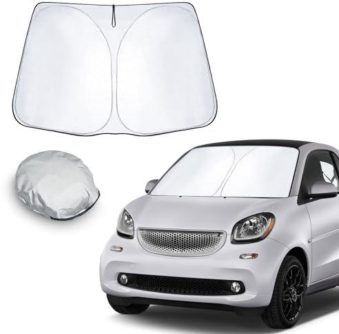 CDEFG para Smart Fortwo Parasol Coche Delantero, Parasol Coche Parabrisas Protector Plegable con Gran Pantalla Anti UV Rayos Mejor Contral de Calor Multiuso Fresco-Parasol Accesorios