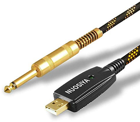 USB-Gitarrenkabel, NUOSIYA Nylon, Hybrid-USB-Stecker auf 6,35 mm 1/4 Zoll TS-Mono-Klinkenstecker, Kabel, Gitarrenbasis auf PC, USB-Aufnahmekabel, kompatibel mit Windows und MacOS (3 m)