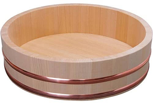 TIKUSAN Hangiri Sushi-Reis-Mischwanne aus Holz, hergestellt in Japan, aus Sawara-Zypresse, Sushi-Reisschale, Sushi-Oke (27 cm)