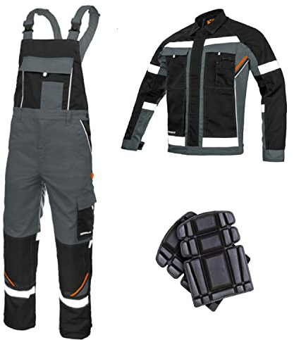 KB Tools Latzhose für Herren, gut sichtbar, reflektierende Hose mit Knieschützern, Jacke erhältlich, perfekt für Arbeit, Mechaniker, Bodenbeläge, Handwerk
