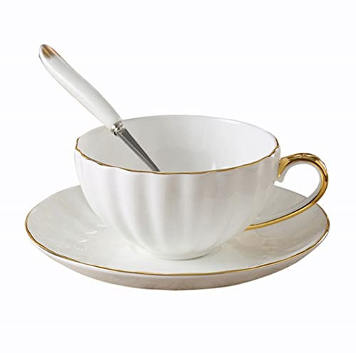 ZOGBX Tazza da caffè Vintage in Porcellana Inglese,Piattino per Tazza da tè in Ceramica da per Il tè pomeridiano,Set di tazzine e piattini in Bone China for Bere tè caffè e Acqua 6.34oz