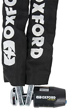 Oxford LK745 Patriot - Catena con lucchetto per moto, 1,2 m, colore: Nero