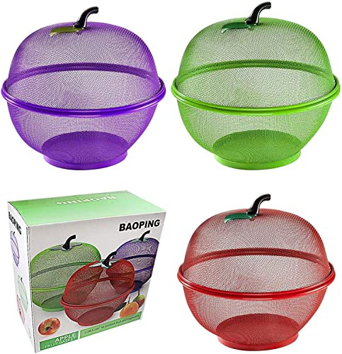 Mesh Fruits Basket Apple Shape Keep Flies & Unwanted Insects Out Free (Green)