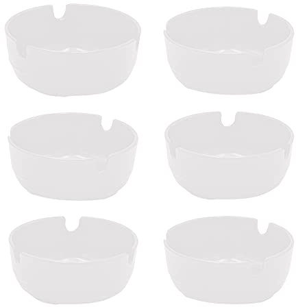 Devitre 6er Set Aschenbecher Ø 8 cm Kunststoff stapelbar Gastro Ascher (Weiß)