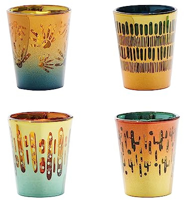 Artland - Lot de 4 verres à shot Fiesta - Colorés et éclectiques - Verres à cocktail - Fabriqués à la main - Fabriqués au Royaume-Uni