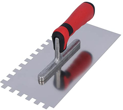HELPMATE Truelle dentelée 10 x 10 mm – Spatule dentée professionnelle fabriquée en Allemagne en acier inoxydable – Truelle dentée 230 x 130 mm pour appliquer du mastic et de la colle à carrelage