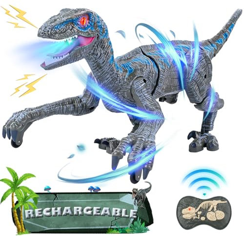 Kizmyee Ferngesteuerter Dinosaurier Spielzeug für Kinder - 2.4 GHz Realistische Dino Spielzeug mit Licht, Gehen, Brüllen, Wiederaufladbar Elektrischer Dino Geschenk für Jungen Mädchen ab 3 Jahren