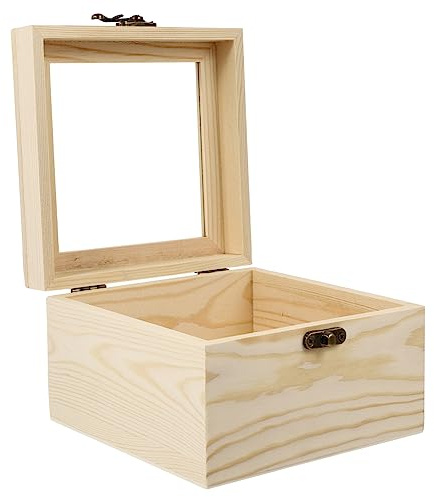 VALICLUD 1pièce Boîte Bois Avec Couvercle Verre Pour Fleurs Éternelles Et Souvenirs Boîte De Rangement Décorative Bois Idéale Pour Petits Objets Et