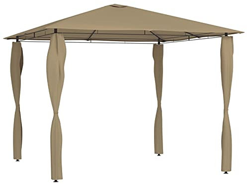ARKEM Pavillon mit Pfostenabdeckungen 3x3x2,6 m Taupe 160 g/m² TerrassenüBerdachung Freistehend Pavillon Sturmfest