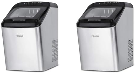 H.Koenig Macchina per il Ghiaccio KBP40, 15 kg in 24h,2 Dimensioni cubetti, Pronti in 9 min,Automatica,Compatta,Silenziosa,Portatile,2,8L (Confezione da 2)