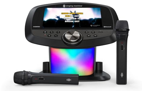 Singing Machine Wi-Fi Karaoke Hub with 10.1 LCD touchscreen display, 2 Wireless Microphones, Black