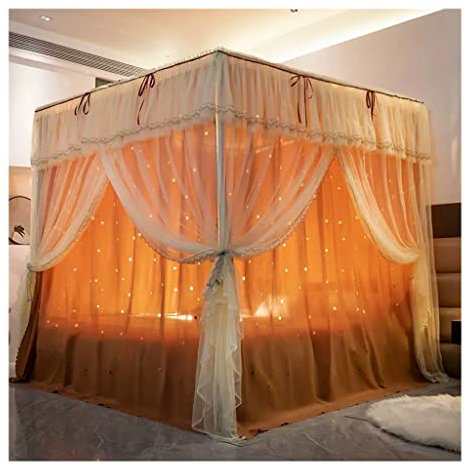 Betthimmel Vier Jahreszeiten ausgehöhlter Betthimmel im Prinzessinnen-Stil, Bettvorhang mit doppeltem Boden, mit Halterung, (Farbe: A2, Größe: 150 x 200 x 200 cm)