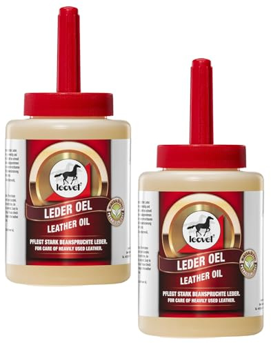 RL24 leovet - Leder Oel mit Pinsel | Lederöl mit Bienenwachs & Jojobaöl | Lederfett für alle Glattleder | Lederpflege Macht geschmeidig & schützt vor Feuchtigkeit | 2 x 450 ml Flasche (2er Set)