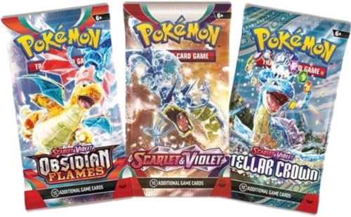 Pokemon Cards Booster Pack Gift Bundle | 3 Booster Packs | Assorted Sets from Sword and Shield & Scarlet and Violet | Perfect Pokémon Gift Set (3 Assorted Booster Packs) | Titan Authenticated