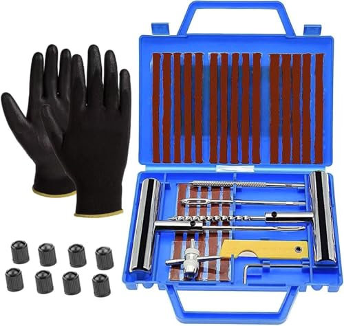 YIJIA | kit de reparación de neumáticos de automóviles 37 piezas,Kit de reparación de neumáticos desinflados, neumático pinchado Meche para automóviles, motocicletas, camiones, ATV