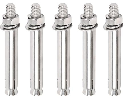 RSRSR Hochleistungs-Expansionsschrauben5 Stück Expansionsschraubenbolzen, M10 × 60 mm-M10 × 100 mm Edelstahl-Außensechskantmutter-Expansionshülsen-Ankerbolzen,(M10x80mm)