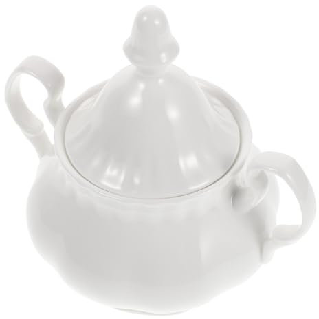 Amosfun Azucarero De Cerámica Tapa 280ml Ideal Para Té y Azúcar Diseño Vintage
