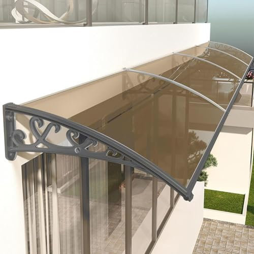 DXIAov Auvent de Fenêtre de Porte Moderne, Marquise de Porte Imperméable Aluminium avec Grand Gouttière, Protection Contre La Pluie et UV pour Balcon, Cour, Extérieur