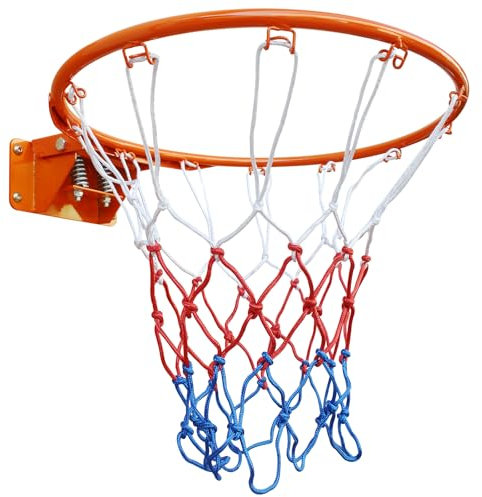 MIUDGIG 18 Basketball Rim Replacement, Universal 18 Professional Double Spring Solid Steel Basketball Hoop Rim with Net Fits In-Ground & Wall-Mounted Basketball Hoops, Indoor/Outdoor (Red)