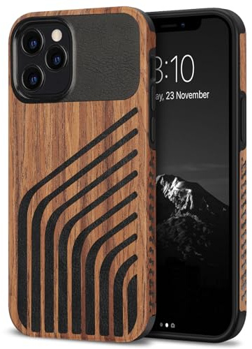TENDLIN Coque Compatible avec iPhone 12 Pro Max Etui Hybride en Bois et Carbone et Cuir Compatible avec iPhone 12 Pro Max (Chevelure)