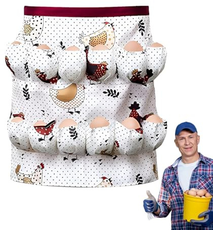 Kycklingäggförkläde, förklädesförkläde för kvinnor, ägg-ägg för vuxna, kvinnor, multifunktionellt äggförkläde, för hemmafruar, bondgård, för ankaägg, gröna ägg,