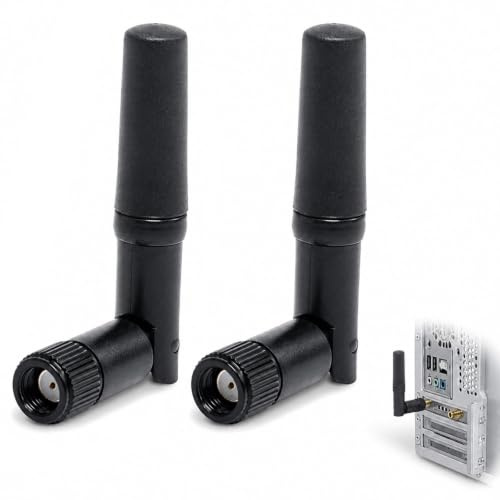 RLMVGBX Dual Band WiFi Antenna 2.4GHz 5.8GHz RP-SMA 2-Pack | 2.15dBi Dual-Band Omni Antenna, 2.4/5.8GHz, 90°-180° Rotation, 47mm Compact, RP-SMA Male, for PCIe, Router, Cam, 2-Pack