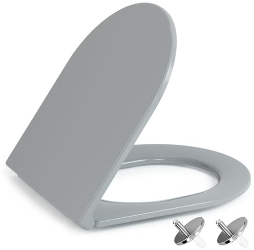 NeoArt Soft Close Toilet Seat – Durable, Environmentally Friendly Urea-Formaldehyde Resin & Fade-Resistant with Quick Release Design for Easy Clean, Universal Fit with Easy Top Fixing, D-Shape