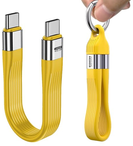BITHAI 2 Stück 240W USB C Kabel Kurz USB C auf USB C Kabel Kurz USB4.0 PD3.1 Schnellladekabel, 40Gbps Datenübertragung, 8K 60Hz Videoübertragung, Thunderbolt 3/4 (Gelb)