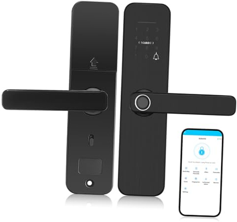 DOITOOL Türschloss Mit Fingerabdrucksensor Und WLAN-verbindung Kompatibel Mit Tuya-app Mit Karten Und Schlüsselzugang Inklusive Kindersicherung Für Wohnungseingangstüren