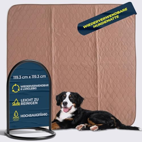 EZwhelp Wiederverwendbare Inkontinenzunterlage Waschbar für Hunde | Wasserfeste PIPI Matten für Hunde | Welpen Zubehör | Hundebett | Trikot-Rückseite | Hundezubehör | 119x119 cm