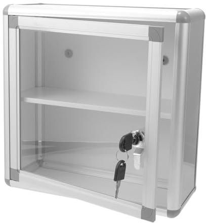 DECOMELODY Botiquín de Primeros Auxilios con Cierre Visible Caja de Medicinas con Llave Gran Capacidad para Uso Doméstico y Comunitario Organizador de de Aluminio con Montaje Pared